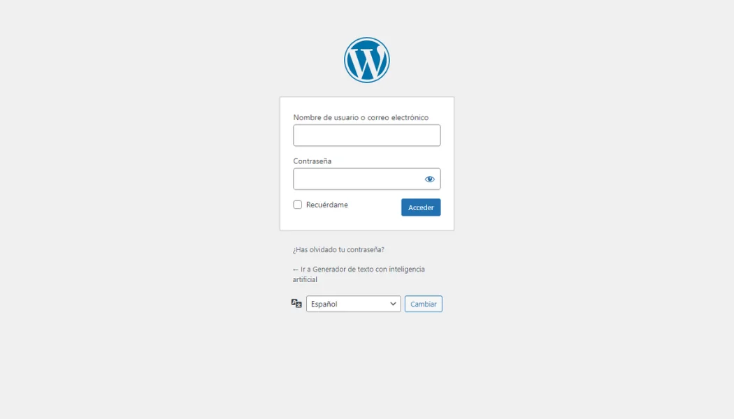 Inicio de Sesion WordPress