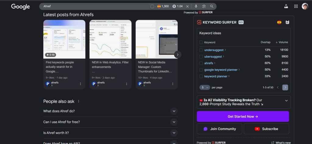 Keyword Surfer Herramienta para SEO con IA