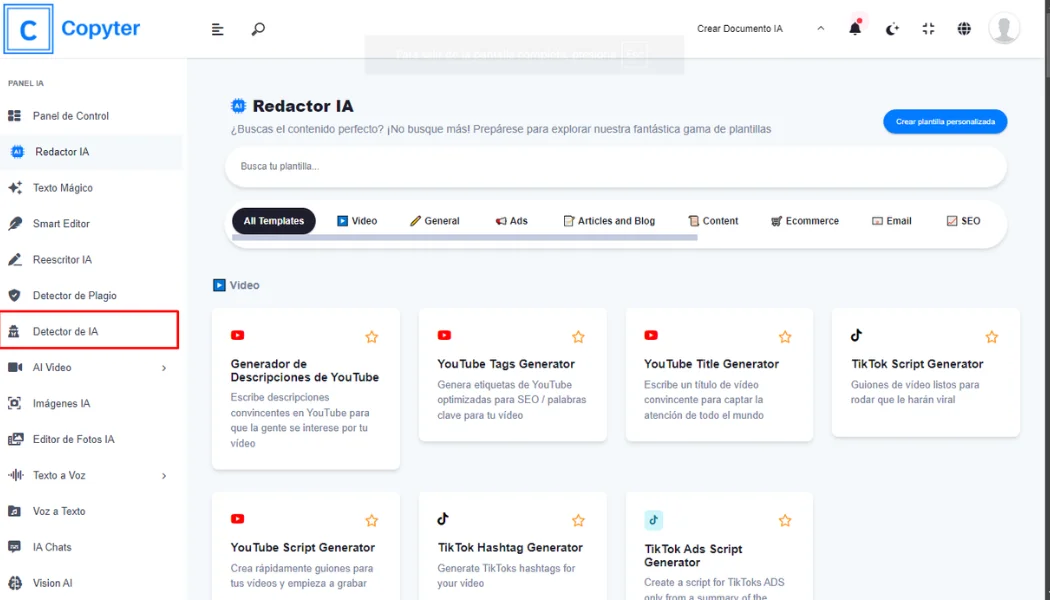 IA Copyter Plagiat Detector Selection