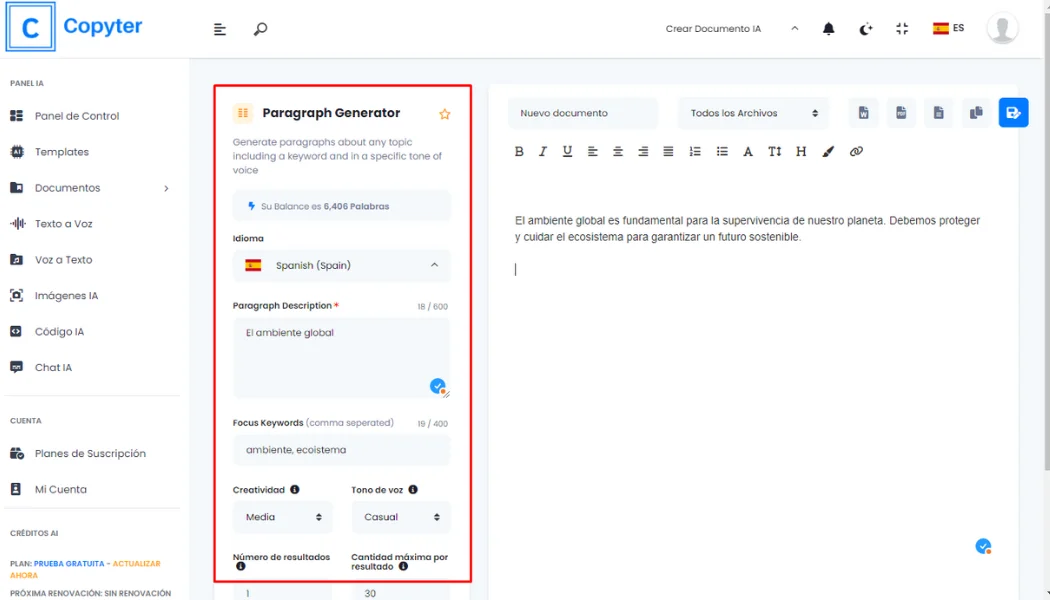 Modulo per la creazione di paragrafi