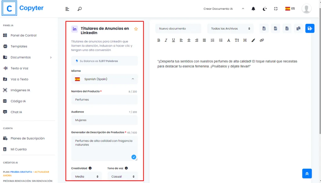 Compila il modulo per il generatore di titoli degli annunci di LinkedIn